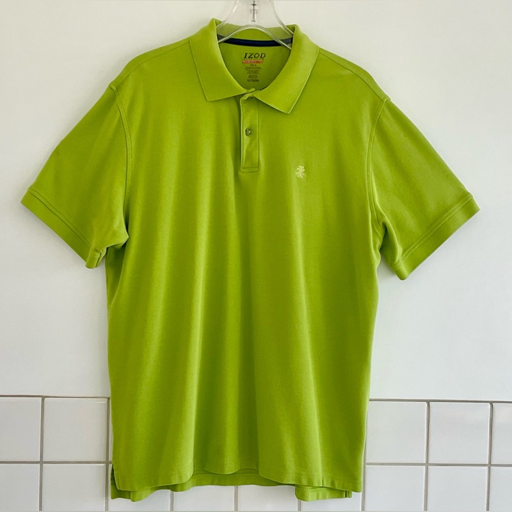IZOD Men's Vibrant Lime Green Polo Shirt Short Sleeve Sz: XL